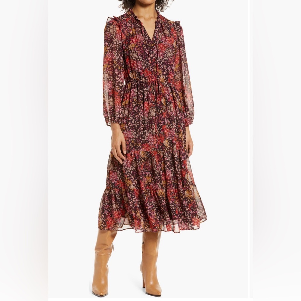 Julia Jordan Multicolor Floral Long Sleeve Dress